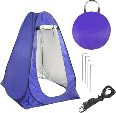Produktbild von Famanu Pop Up Umkleidezelt und Duschzelt - Schutz-Zelt für Strand und Camping - 190 x 120 cm - Blau
