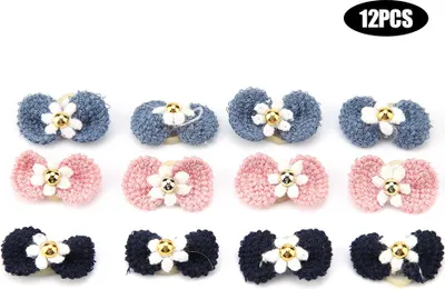 Produktbild von 12 Stück Haustierhaar-Accessoires, elastisches Seilband für Hunde, Katze, Schleife in Form von Kopfbedeckungen