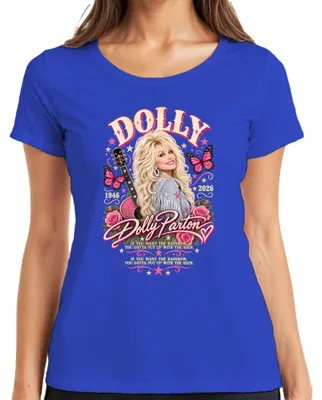 Obrázek produktu pro Dolly Parton. V památce. 1946-2026. Legenda country hudby. Odpočinutí. Dámské tričko, modrá, velikost M