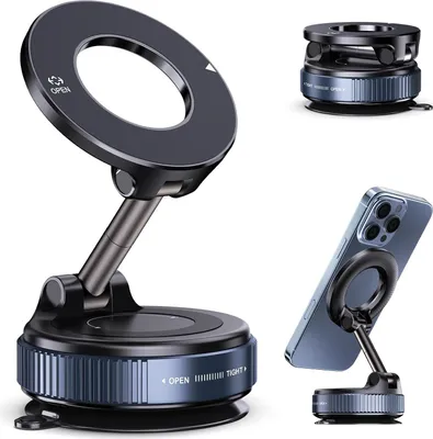 Produktbild von Auto-Handyhalterung, Magnetische Vakuumadsorption 360° Drehung, Faltbare Starke Saugnapf-Smartphone-Autonavigationshalterung, Vakuum-Magnet-Saugnapf-Handyhalterung