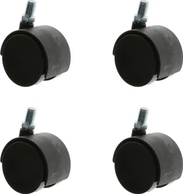 Produktbild von Möbelrolle Möbeltransportrolle Kunststoff schwarz Lenkrolle ink. Gewindestift diverse Größen Ø35mm M6 4er-Pack