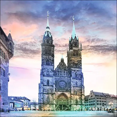 Produktbild von Glasbild Nürnberg St. Lorenz Kirche 50x50 cm
