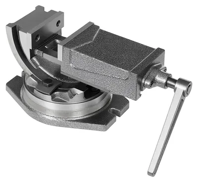 Productafbeelding van Machinebank voor frees-/boormachine - Draaibare precisiebankklem - 360° draaibaar - Zwenkbaar - Bekbreedte 10,2 cm, opening 8 cm - Gietijzer, klemkracht 19 kN - Zilverkleurig