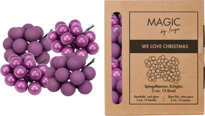 Produktbild von Weihnachtskugeln am Draht 2cm Glas 144 Stück - Wild Mauve