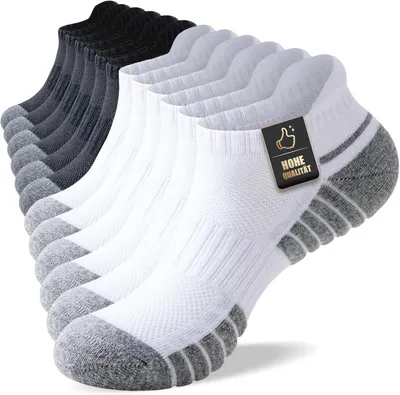 Produktbild von Sneakersocken 6 Paar, Atmungsaktiv, Baumwolle, Rutschfest, Schwarz/Weiß, DE 35-50