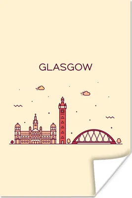 Produktbild von MuchoWow® Poster Schottland - Skyline - Glasgow 80x120 cm - Papierdruck