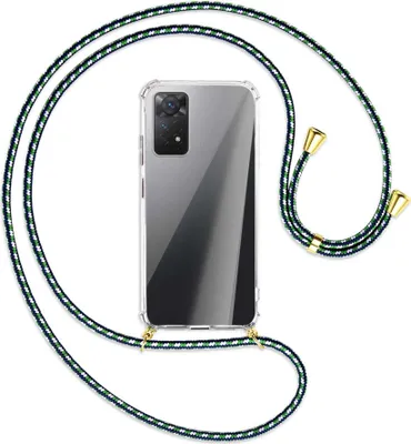 Produktbild von Handykette Backcover-Schutzhülle mit Band (Metall goldfarben) für Xiaomi Redmi Note 11 Pro 4G/5G (EU) - grün/blau/weiß
