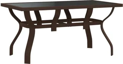 Image de vidaXL Table de jardin marron et noir 140x70x70 cm acier et verre