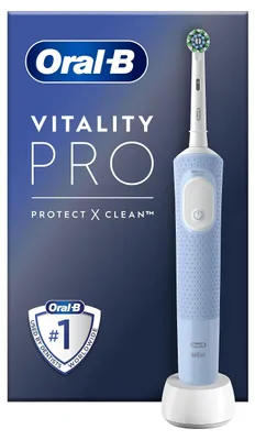 Produktbild von Oral-B Vitality Pro, Erwachsener, Rotierende-vibrierende Zahnbürste, Tägliche Pflege, Sensibel, Grau, Weiß, 2 min, Grau, Weiß