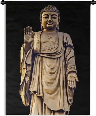 Produktbild von MuchoWow® Wandteppich Wandbehang Buddha - Gold - Statue 150x200 cm Tapisserie Dekoration Wandtuch - Wandaufhängung - Moderner