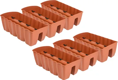 Produktbild von 6x Blumenkasten 60cm Hängetopf Blumentopf Balkontopf Geländertopf DCRO Terrakotta