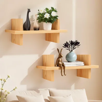 2 Holz-Wandregale 30x15 cm für Wohnzimmer, Küche, Bad