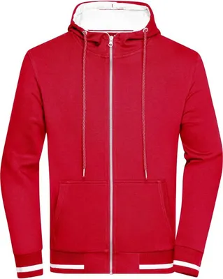 Produktbild von Sweat-Jacke mit Reißverschluss und Kapuze red/white, Gr. L