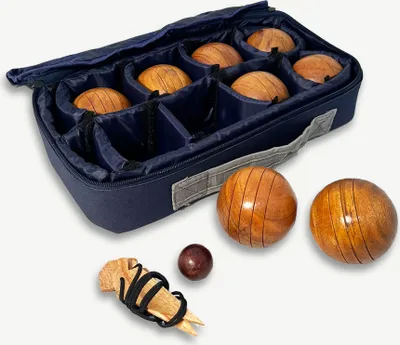 Image de Jeu de boules en bois - Jeu de boules - Hyper Luxe - dans un sac solide - Bois ECO de l'Inde - Joliment peint - 8 pièces avec télémètre