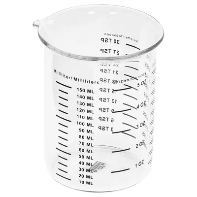 Produktbild von BIRKMANN kleiner Glas-Messbecher bis 150 ml Füllmenge, mit div. Skallierungen, hitzebeständig bis 200