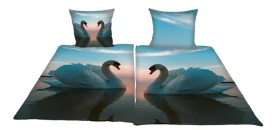 Immagine prodotto di Biancheria da letto Partner 4 pezzi coppia di cigni 135x200 cm (80x80 cm) 100% cotone