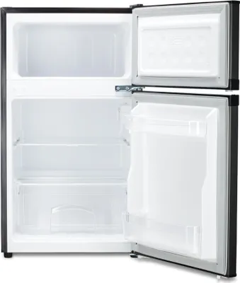 Produktbild von MEDION Mini Kühl-Gefrierkombination (85 Liter, 61L Kühlteil, 24L Gefrierteil, freistehend, 40 dB, transparente Gemüseschublade, Türanschlag wechselbar, MD 37689) grau