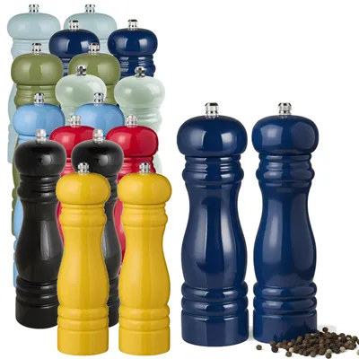 Produktbild von LS-LebenStil 2x Design Holz Salzmühle & Pfeffermühle 2´er Set Indigo Blau 21x5cm Keramikmahlwerk Gewürzmühle Mühle für grobes Salz Pfefferkörner