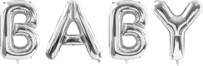 Produktbild von Folienballon-Set Baby-Schriftzug Silber 2,6m