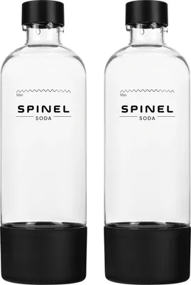 Produktbild von SpinelSoda Wasserflasche BubbleON 2x1L Schwarz BPAfrei Ersatzflaschen
