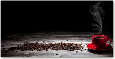 Produktbild von Tulup Glas-Bild -140x70- Wandkunst Dekorative Wand für Küche & Wohnzimmer - Essen & Getränke - Aromatischer Kaffee - Rot