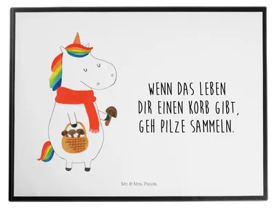 Produktbild von Mr. & Mrs. Panda Schreibunterlage Einhorn Pilz - Weiß - Geschenk, Liebeskummer, Tischunterlage, Unicorn, Unterlage Schreibtisch, Schreibtischauflage, Spruch, Pilze