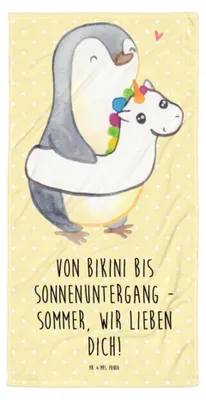 Produktbild von Mr. & Mrs. Panda Handtuch Sommer Meer Strand - Gelb Pastell - Geschenk, Frottee-Handtuch, Winter, Strandtuch, Küste, Motive, Badehandtuch, Sommerferien, Geschenke