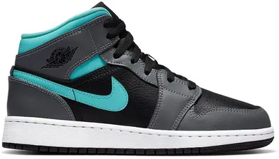Zdjęcie produktu dla Jordan 1 Mid Grey Aqua (wersja dla dziewcząt/młodzieży) - rozmiar EU 36