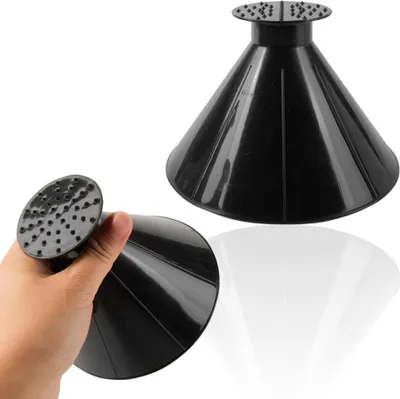 Zdjęcie produktu dla Skrobaczka samochodowa Yetti do szyb samochodowych - Skrobak do lodu - Wytrzymały materiał - Okrągła, stożek, 2w1 lejek do płynów, czarny