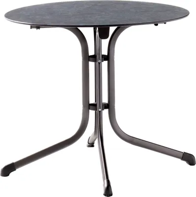 Produktbild von 5135-30 Klapptisch Polytec (HPL) Ø 85 cm Stahlgestell eisengrau / Tischplatte Polytec (HPL) Schiefer anthrazit