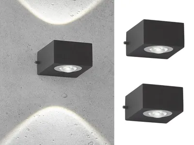 Produktbild von LED Außenwandleuchten 2er Set Schwarz - Up and Down für Fassadenbeleuchtung Haus
