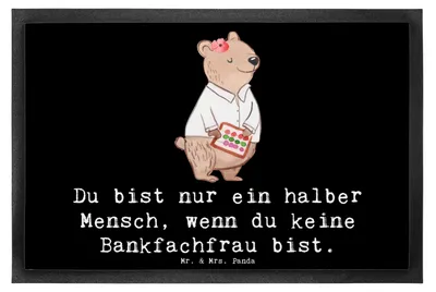 Produktbild von Mr. & Mrs. Panda Schmutzfangmatte Bankfachfrau Herz 50 x 75 cm - Schwarz - Geschenk, Lustig, Fussmatte, Witzig, Beruf, Fußabtreter, Gummimatte, fußmatte, Spruch