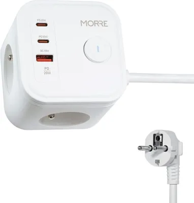 Zdjęcie produktu dla Przedłużacz siec CUBE 3G 2xUSB-C biała MORRE M404