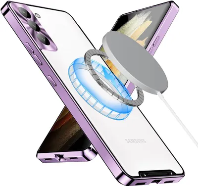 Obrázek produktu pro Kovové pouzdro pro Samsung Galaxy S21+ 5G matné průsvitné pouzdro s magnetickou cívkou a ochranou kamery Fialová
