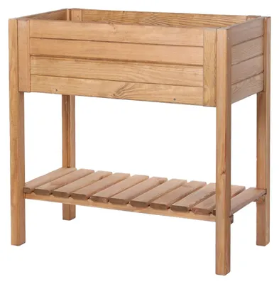 Produktbild von PATKAR Hochbeet Kiefernholz 79x39x79 cm Holz Pflanzkasten Blumenbeet mit Ablage
