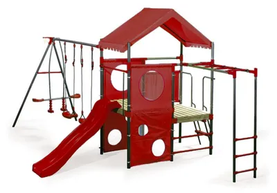 Produktbild von Kinderspielplatz Metall rot zum Schaukeln, Klettern, Wippen #4540