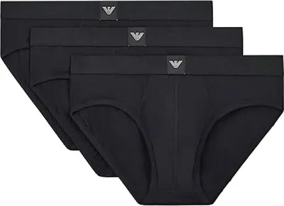 Produktbild von EMPORIO ARMANI Herren Briefs Slips Essential Logolabel Stretch Baumwolle Multipack L Brief/Schwarz