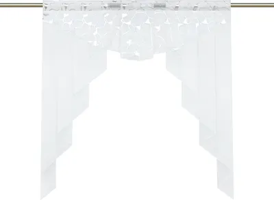 Produktbild von Joyswahl Scheibengardine, Vorhangkopf, Bistrogardine, Doppelschichtige Küchengardinen mit Strukturdruck, Tunnelzug Stangendurchzug, Silber HxB 125x120 cm