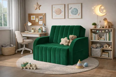 Produktbild von Schlafsessel Sofa mit Schlaffunktion Gästebett Klappsofa mit Bettfunktion mit Bettkasten Couch Sofagarnitur Salon Jugendzimmer - 101 x 90 x 104 cm - MONTANA 80 (Dunkelgrün - Kronos 19)
