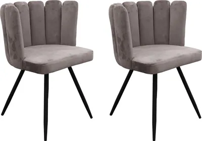 Image de Chaise Ariel Velours Gris - Lot De 2