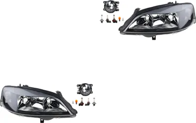 Immagine prodotto di Kit fari compatibile con Opel Astra G dal 02/98 al 01/05, con lampadine H7, HB3 e fendinebbia. Codici: 8200074008, 6202E1, 00006202E1, 6710027, 0000620639, 620639, 0000620. Johns