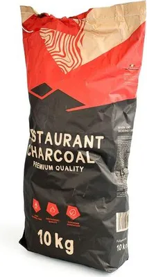 A bag of restaurant charcoal is shown against a white background.