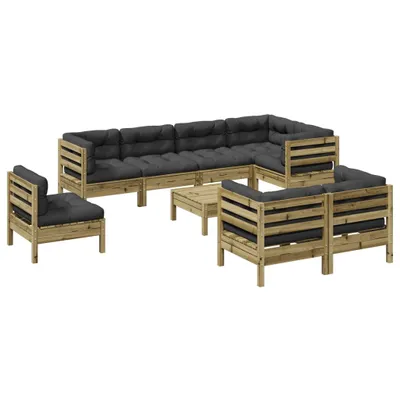 Produktbild von vidaXL 9-tlg. Garten-Sofagarnitur mit Kissen Kiefernholz Imprägniert