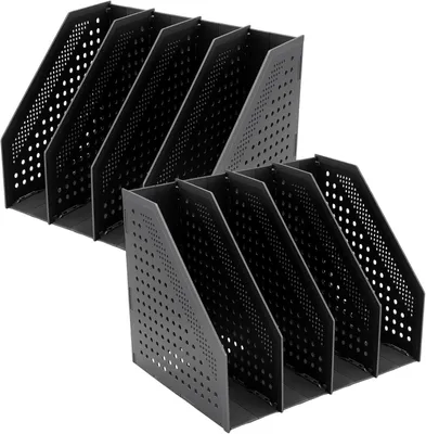 Produktbild von Zeitschriftensammler 2 Stück, 33,3 x 25,5 x 24,3 cm, Kunststoff, 4 Fächer, für Schreibtisch