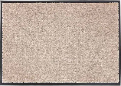 A top-down view of a rectangular rug with a textured surface and a dark border.