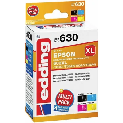 Image de edding 18-630 edding EDD-630 noir, cyan, magenta, jaune Cartouches d'impression compatibles avec EPSON 603XL Bk/C/M/Y , lot de 4
