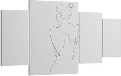 Produktbild von Bild auf Leinwand - Leinwandbild - 4 Teile - Körper Frau Zeichnung - 160x90cm - Wand Bild - Wanddeko - Wandbilder - Leinwanddruck - Bilder - Wanddekoration - Leinwand bilder - Wandbild - DL160x90-4651