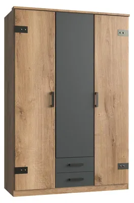 Image de CALICOSY - Armoire 3 portesReproduction chêne et 2 tiroirs - L135 cm