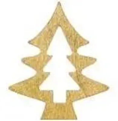 Image de Sapins de Noël décoratifs en bois dorés 6 x 5 cm, 2 pièces