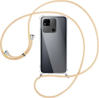 Produktbild von Handykette Backcover-Schutzhülle mit Band (Metall silberfarben) für Xiaomi Redmi 10A (220233L2, 6.53'') - Goldkordel